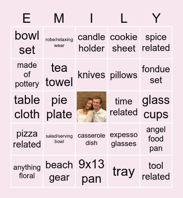 Emily's Bridal Shower BINGO Card