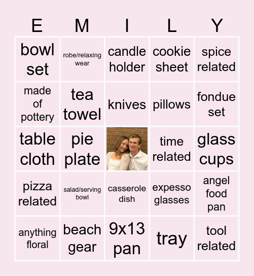 Emily's Bridal Shower BINGO Card