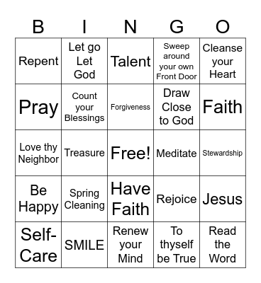 Spring Cleaning Bingo Card