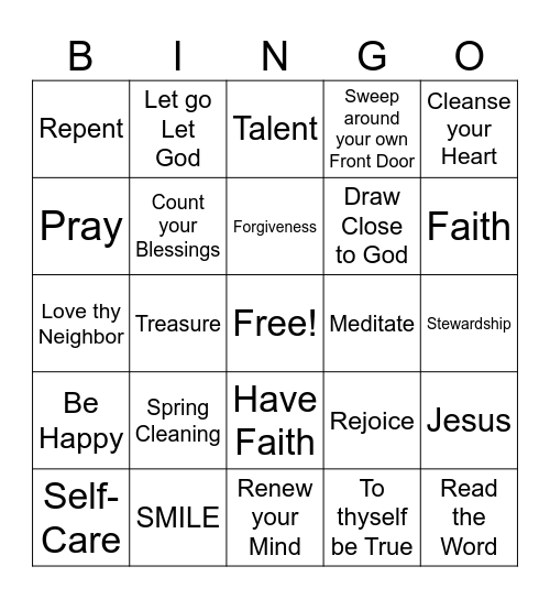 Spring Cleaning Bingo Card