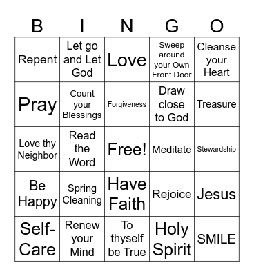 Spring Cleaning Bingo Card