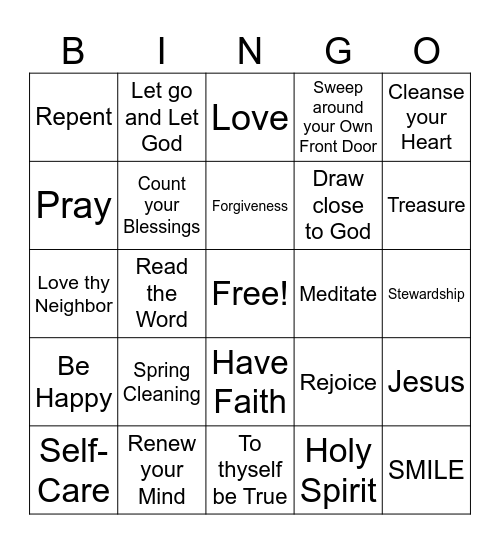 Spring Cleaning Bingo Card