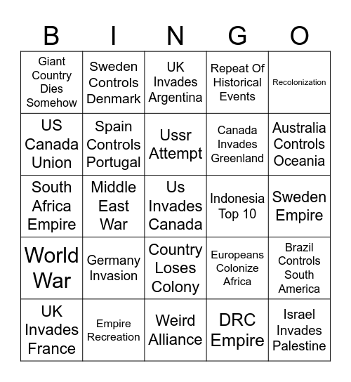 Age Of Conflict Bingo Card
