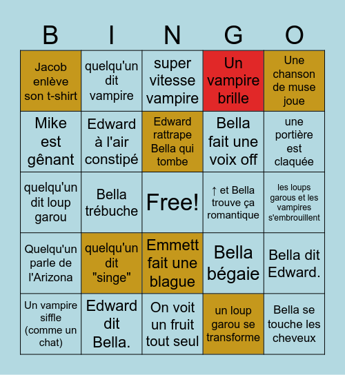 Twilight Bingo Card