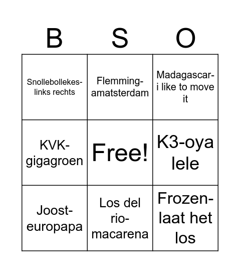 Muziek bingo Card
