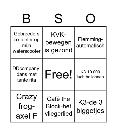Muziekbingo Card