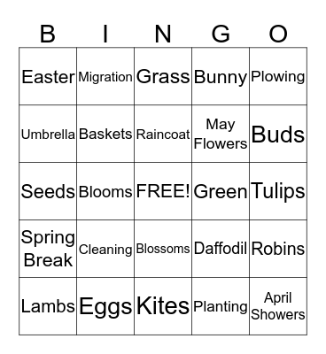 SPRING THOUGHTS Bingo Card