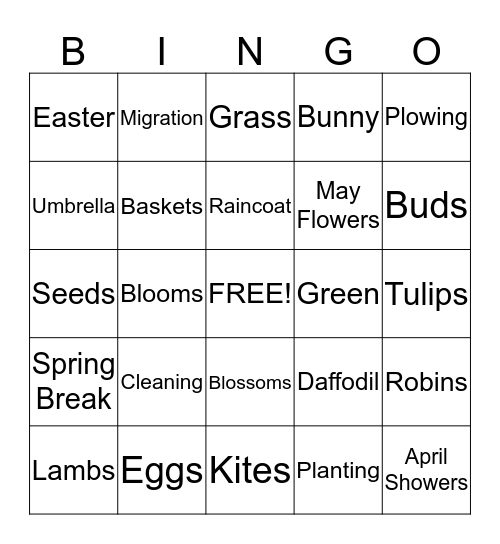 SPRING THOUGHTS Bingo Card