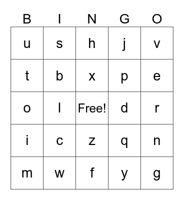 Alphabet BINGO Card