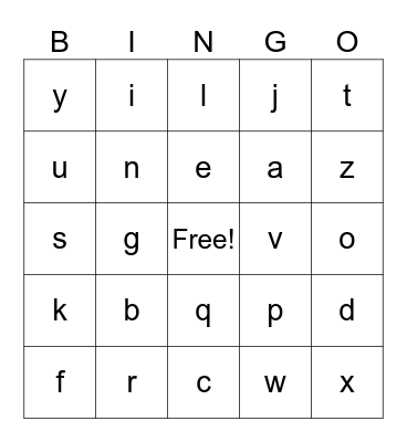 Alphabet BINGO Card