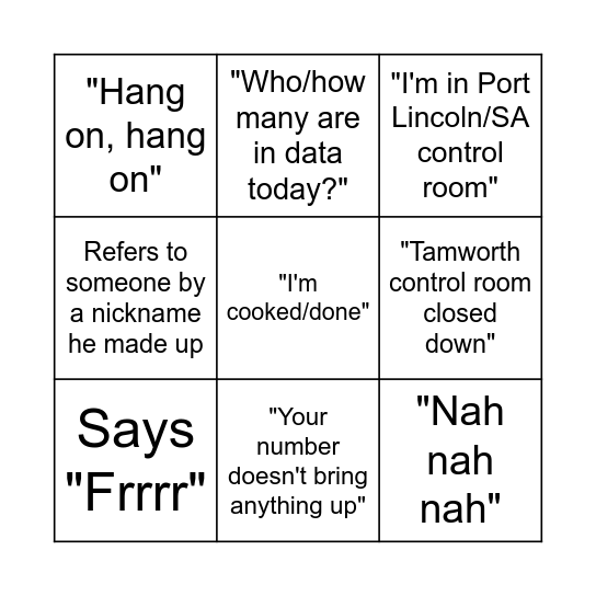 Gary Bingo Card