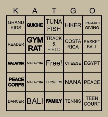 LET'S CELEBRATE KATHY"S 80th Bingo Card