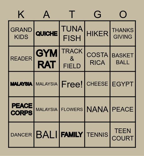 LET'S CELEBRATE KATHY"S 80th Bingo Card