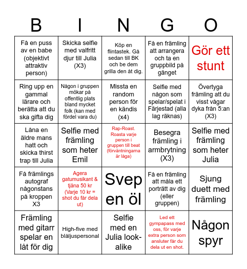 Emils svensexa Bingo Card