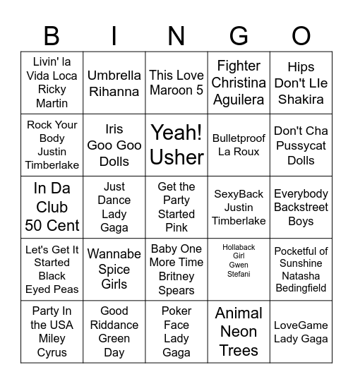 MINGO - 90s/2000s Bingo Card