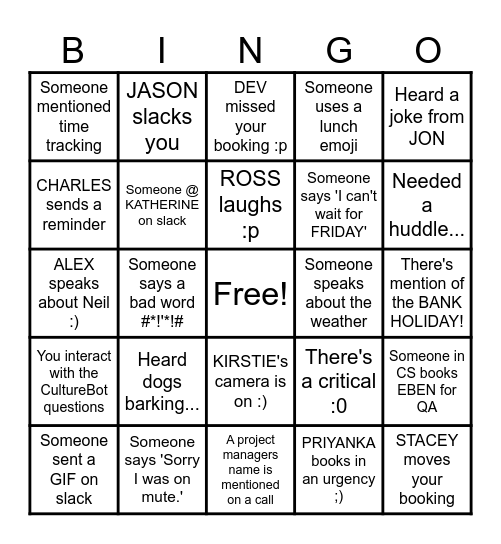 FRI-YAY FUN DAY Bingo Card