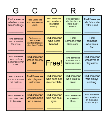 Find Someone Who... Bingo Card