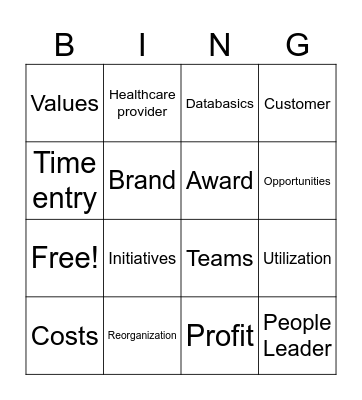 Townhall Bingo Card