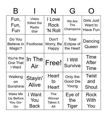 Music Bingo Card