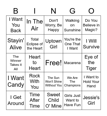 Music Bingo Card