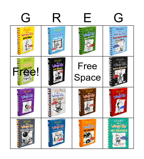 Diary of a Wimpy Kid Bingo Card Bingo Card