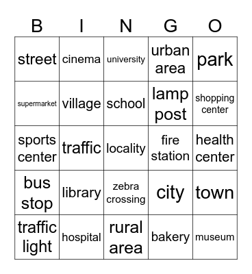 Localities Bingo Card