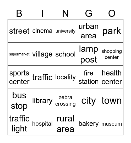 Localities Bingo Card