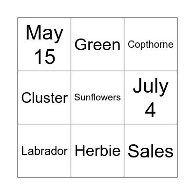 Jenni's Bridal Bingo Card