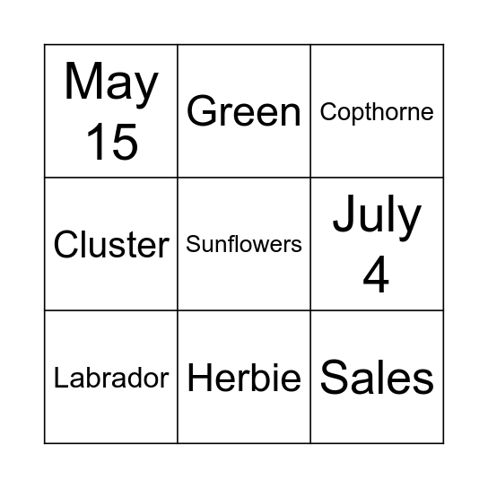 Jenni's Bridal Bingo Card