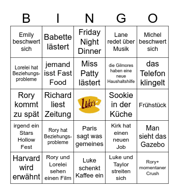 Gilmore Girls Shot Bingo - auf Maj Bingo Card