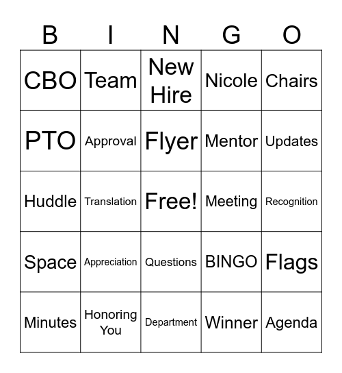 Interpreter Appreciation Bingo Card