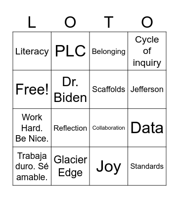 Glacier Edge Bingo Card