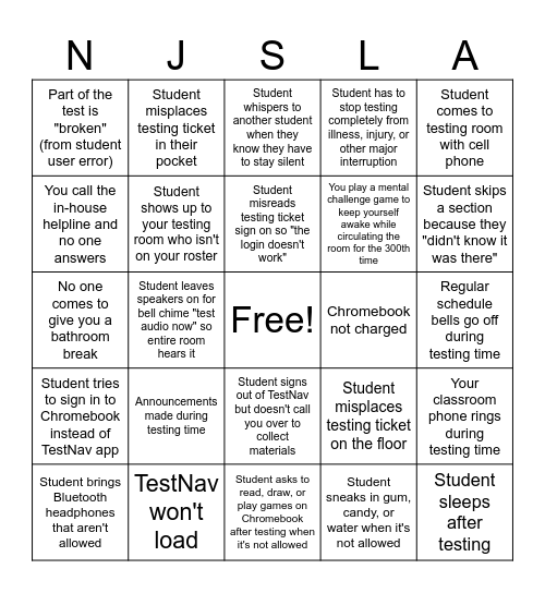 NJSLA Bingo Card