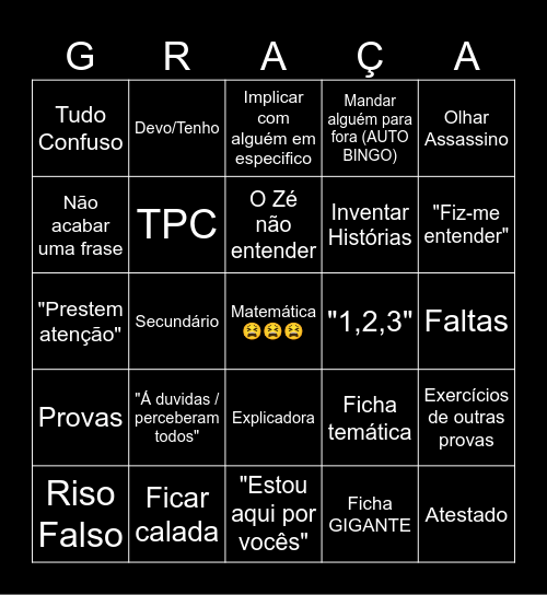 Matemática😫😫😫 Bingo Card