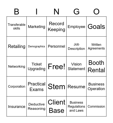 Business Skills Bingo Card