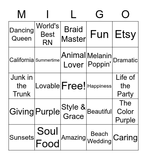 MIL-GO Bingo Card