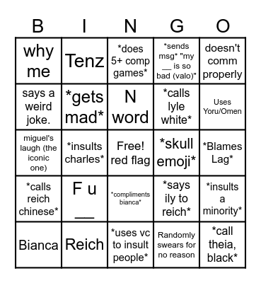 Miguel Bingo Card Bingo Card