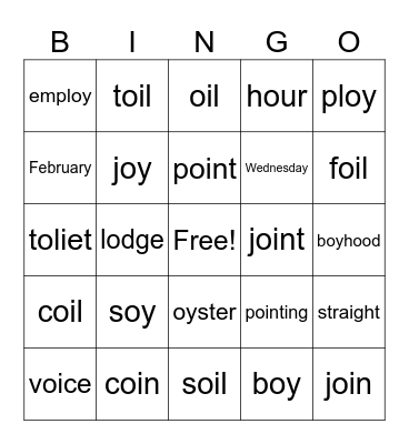 Lesson 95 OI Bingo Card