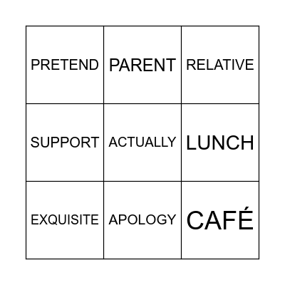 False Friends Bingo Card