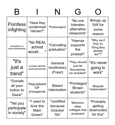Encampment Bingo Card