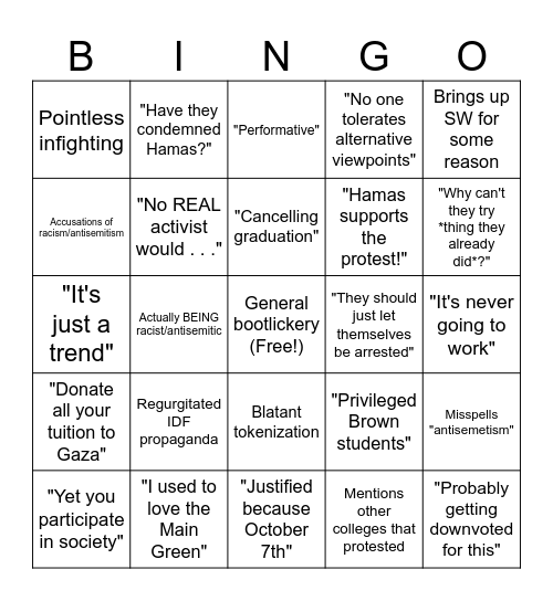 Encampment Bingo Card