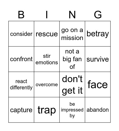 Cinema - Vocab Bingo Card