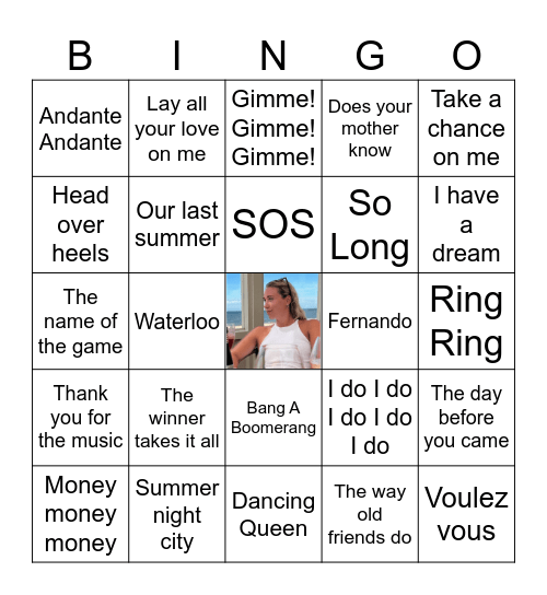 Muziekbingo ABBA Bingo Card