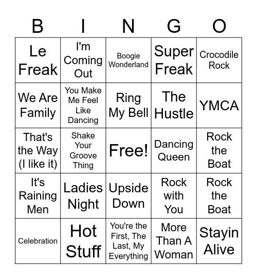 870s & 80s BINGO Card