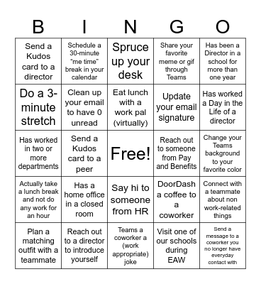 Support Central Bingo Card