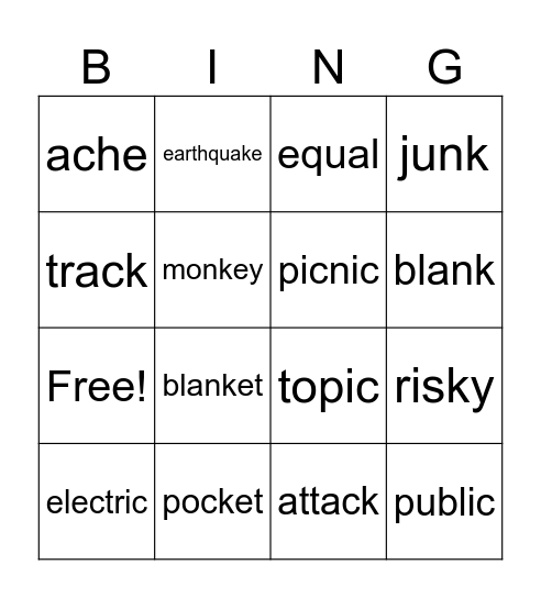 Charlie & the Chocolate Factory List 1 Bingo Card