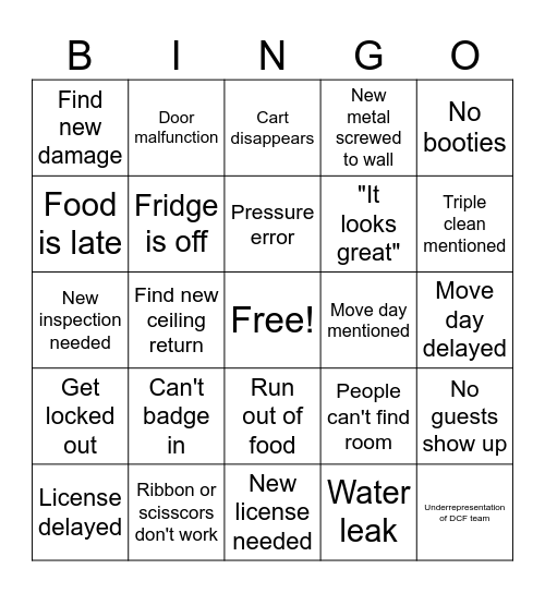 DCF Grand Opening Bingo Card