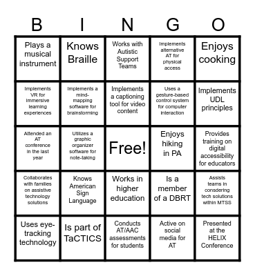AT Consultant Networking Days 2024 Bingo Card