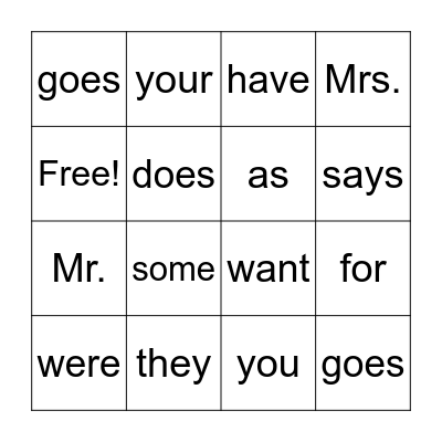 3.3 sight words Bingo Card