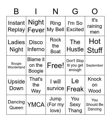 70s & 80s Bingo Card